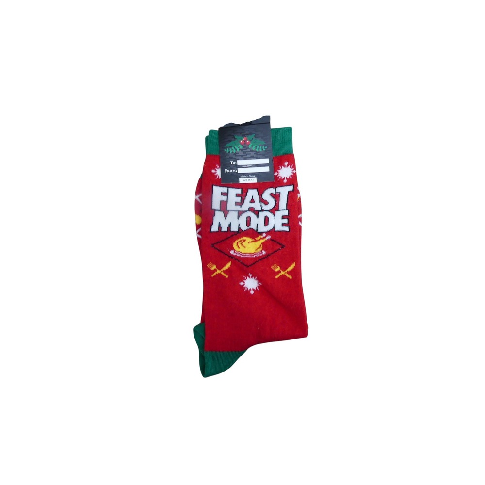 Unbranded Feast Mode Socks Mens 10-13 Red NWT Thanksgiving Christmas Holiday